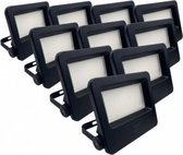 50W LED-schijnwerpers voor buiten IP65 ZWART (10 stuks) - Silumen - Koel wit licht
