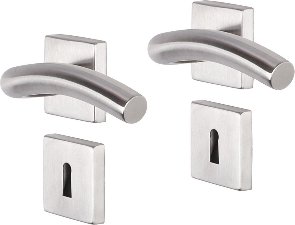 Deurkruk - Impresso Conway - Voor binnen - Vierkant met vierkant sleutelrozet - RVS - 2 stuks