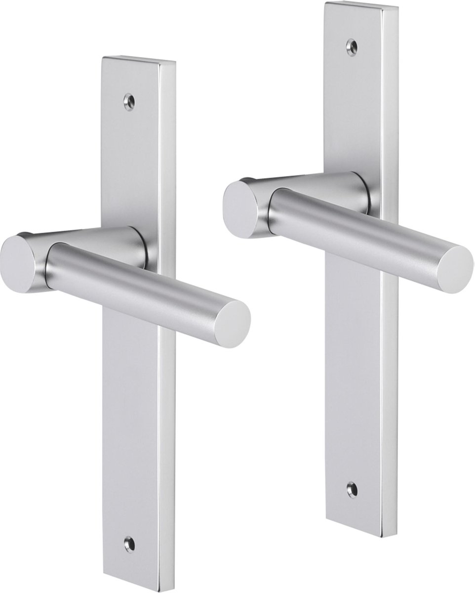 Deurkruk - Impresso Dover - Voor binnen - Vierkant deurschild met schroeven - Aluminium - 2 stuks