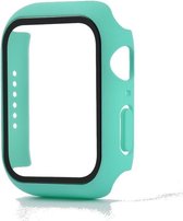 Hoesje geschikt voor Apple Watch 44MM - Hardcase - Screenprotector - Kunststof - Turquoise