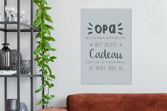 Canvas Schilderij Quotes - Het beste cadeau - Spreuken - Opa - 40x60 cm - Wanddecoratie - Vaderdag cadeau - Geschenk - Cadeautje voor hem - Tip - Mannen