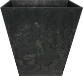 Bloempot/plantenpot gerecycled kunststof/steenpoeder zwart dia 35 cm en hoogte 35 cm - Binnen en buiten gebruik