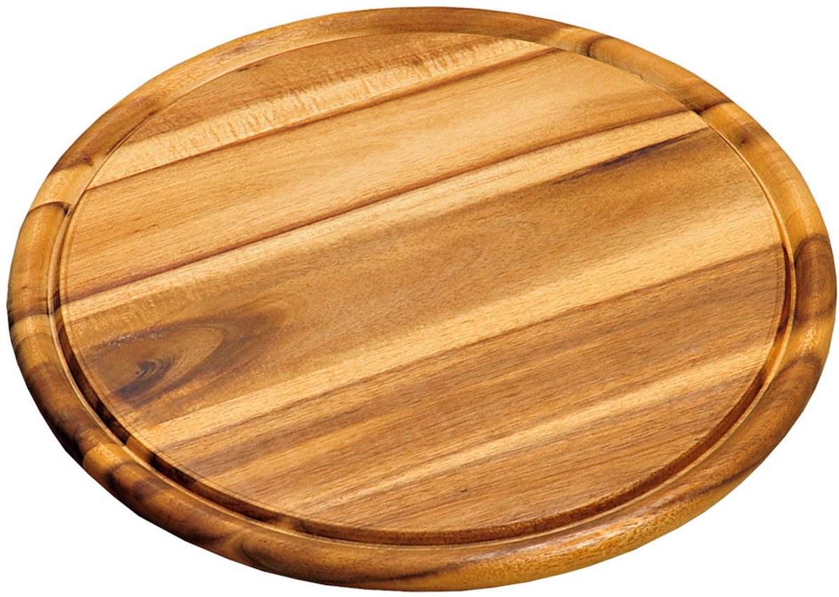 Kesper broodplank/serveerplank/snijplank - rond - met sapgroef - Dia 30 cm - Acacia hout