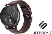 Leer Smartwatch bandje - Geschikt voor  Garmin Vivomove HR leren bandje - donkerbruin - Strap-it Horlogeband / Polsband / Armband