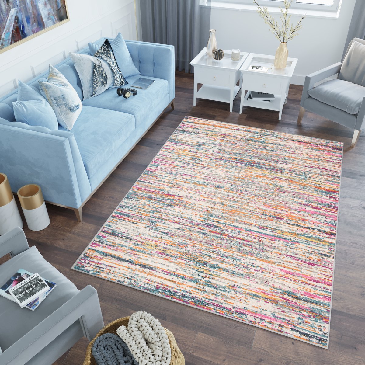 Tapiso Lazur Vloerkleed Grijs Roze Abstract Woonkamer Tapijt Maat- 240x330