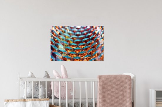 Muursticker Biologie - Nid d'abeille en Verres - 60x40 cm - feuille adhésive autocollante - sticker mural repositionnable