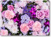 Roze en Paarse Bloemen - Tuinposter 70x50 - Wanddecoratie - Natuur - Bloemen