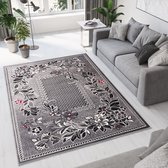 Tapiso Dream Tapis Salon Chambre Gris foncé Fleurs Design Trendy Classique Durable pratique Taille Tapis de haute qualité - 200 x 300 cm