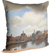 Gezicht op Delft, Johannes Vermeer - Foto op Sierkussen - 50 x 50 cm