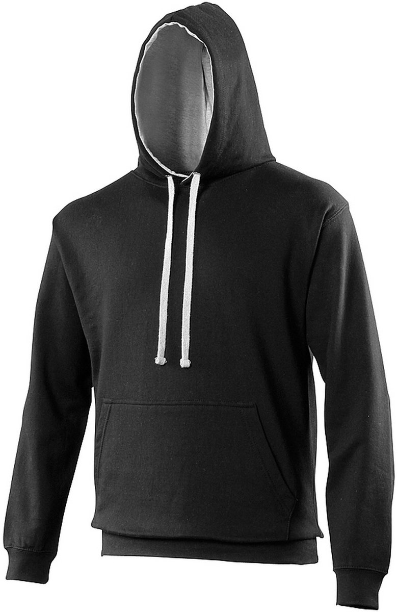 Awdis Varsity Hooded Sweatshirt / Hoodie (Jet Zwart / Heide Grijs)