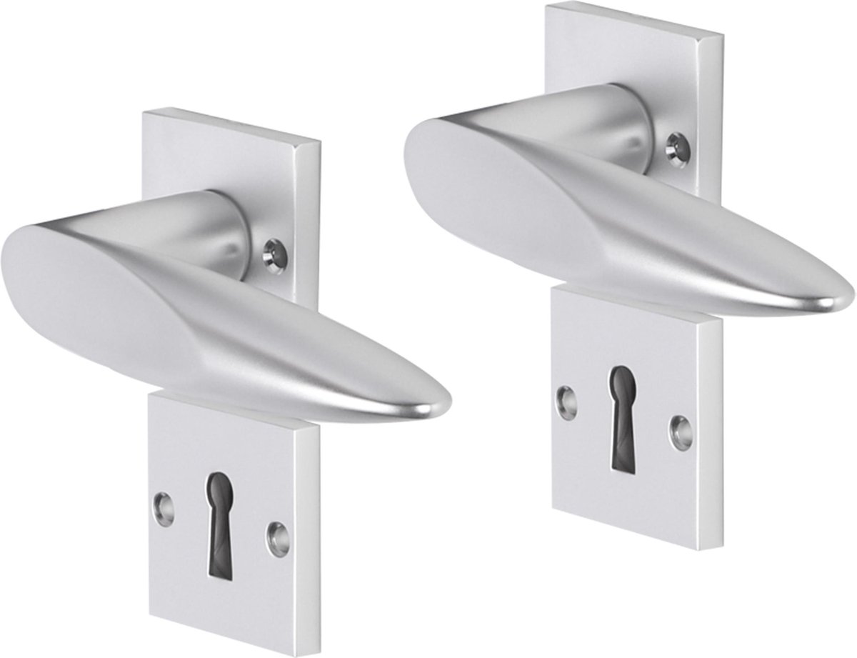 Deurkruk - Impresso Sutton - Voor binnen - Vierkant met schroeven en vierkant sleutelrozet - Aluminium - 2 stuks