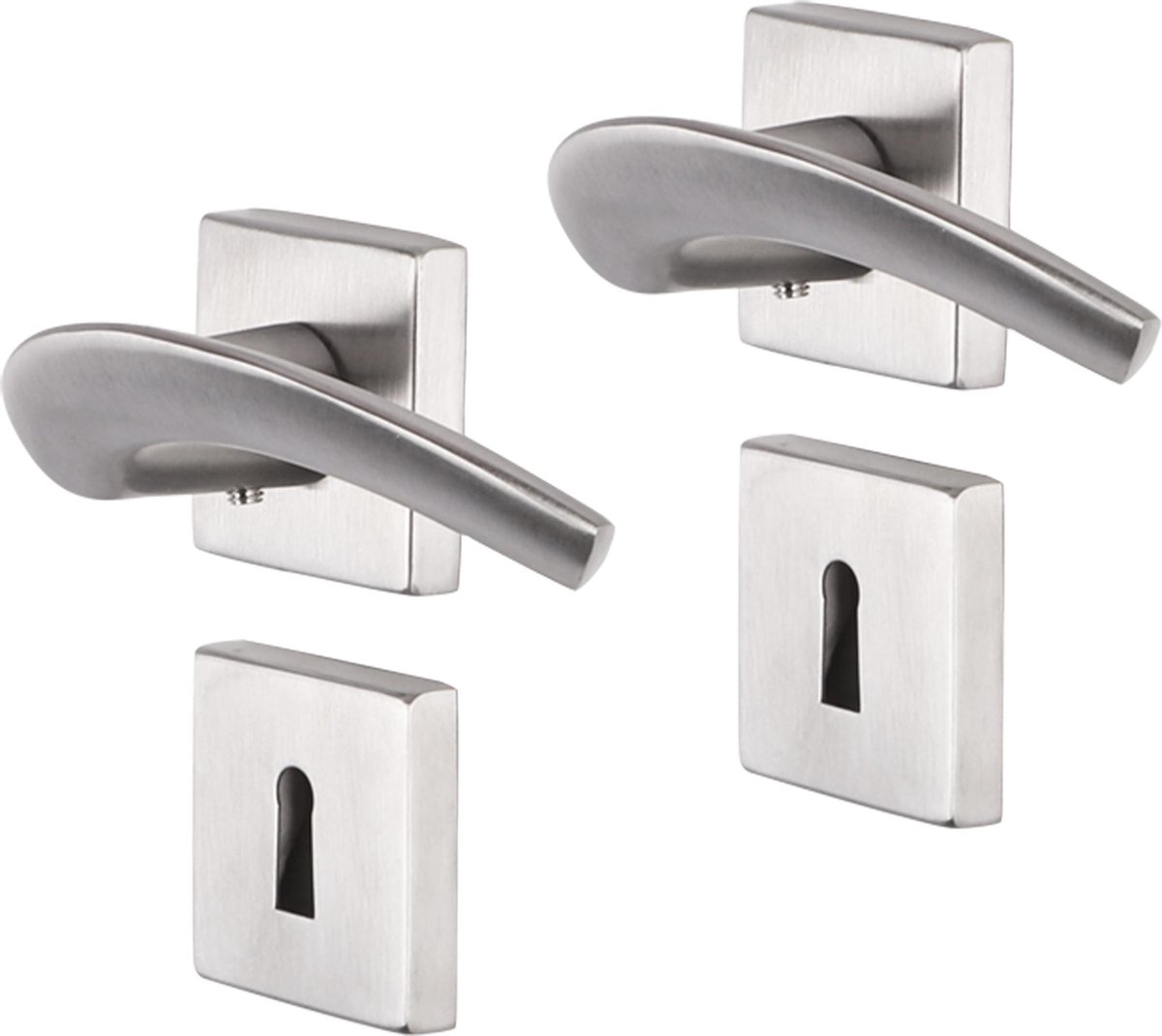 Deurkruk - Impresso Watton - Voor binnen - Vierkant met vierkant sleutelrozet - RVS - 2 stuks