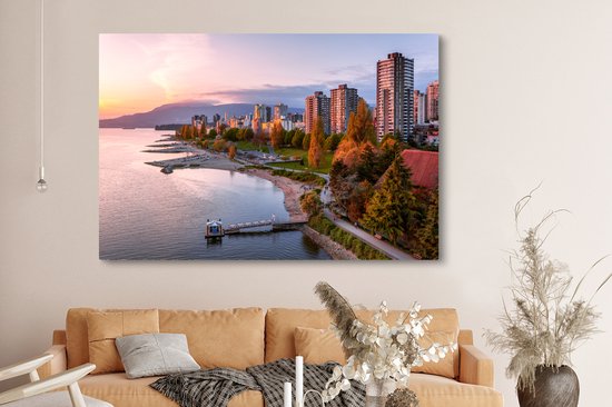 Peintures sur toile - Skyline de Vancouver au Canada - 150x100 cm - Décoration murale