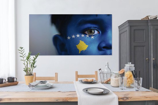 Drapeau du Kosovo sur toile 2cm 160x80 cm - Tirage photo sur toile (Décoration murale salon / chambre)
