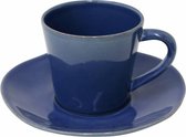 Costa Nova - servies - koffie kopje & schotel - Nova blauw - aardewerk - H 7,5 cm