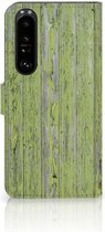 Wallet Book Case Sony Xperia 1 III Telefoon Hoesje Green Wood