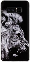 - ADEL Siliconen Back Cover Softcase Hoesje Geschikt voor Samsung Galaxy Note 8 - Leeuw Zwart