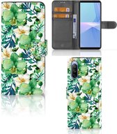 Bookcase Sony Xperia 10 III GSM Hoesje Orchidee Groen