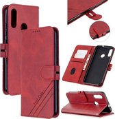 Voor Motorola Moto E6 Plus Stiksels Stijl 2-Kleur Koe Textuur Horizontale Flip PU Lederen Case met Houder & Kaartsleuf & Lanyard (Rood)