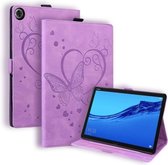 Voor Huawei MediaPad C5/M5 10.1 Liefde Vlinderpatroon Horizontale Flip Leather Case met Houder (Paars)