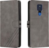 Voor Motorola Moto G Play 2021 Stiksels Stijl 2-Kleur Koe Textuur Horizontale Flip PU Lederen Case met Houder & Kaartsleuf & Lanyard (Grijs)