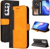 Voor OPPO Reno5 Pro + 5G / Find X3 Neo Business Stitching-Color Horizontale Flip PU-lederen hoes met houder & kaartsleuven & fotolijst & Lanyard (oranje)