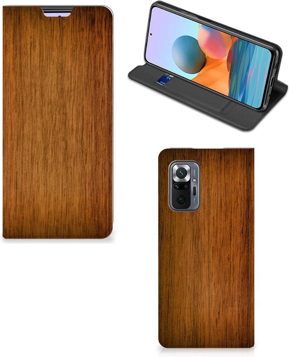 Xiaomi Redmi Note 10 Pro Book Wallet Case Donker Hout