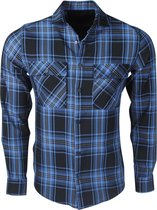 Megaman - Heren Overhemd - Slimfit - Stretch - Geblokt - Blauw
