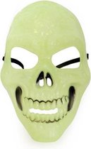 KIMU Masker Skull Glow In The Dark - Doodskop Doodshoofd Halloween - Skelet Mask Eng Horror Geeft Licht In Donker Casa Groen Day Of The Dead Papel Festival