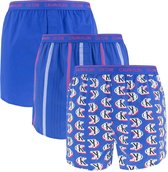Calvin Klein wijde boxers (3-pack) - slim fit - dessin - uni en gestreept kobalt blauw -  Maat: S
