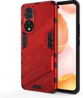 Voor Honor 50 Punk Armor 2 in 1 pc + TPU schokbestendig hoesje met onzichtbare houder (rood)