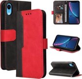 Zakelijke stiksels-kleur horizontale flip PU lederen tas met houder & kaartsleuven & fotolijst voor iPhone XS Max (rood)