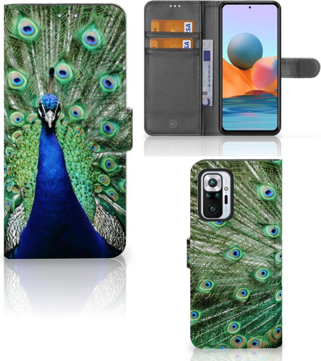 Xiaomi Redmi Note 10 Pro Telefoonhoesje met Pasjes Pauw
