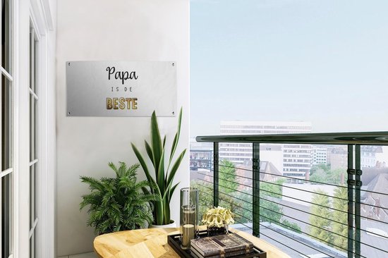 Poster jardin Cadeau homme - Papa - Vaderdag - Papa est le meilleur - Citation - Dictons - 60x30 cm - Toile jardin - Poster extérieur