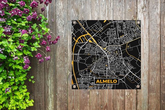 Carte en tissu de jardin - Almelo - Or - Zwart - 100x100 cm - Plan de la ville