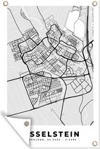 Muurdecoratie Stadskaart - IJsselstein - Grijs - Wit - 120x180 cm - Tuinposter - Plattegrond - Tuindoek - Buitenposter