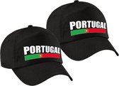 4x stuks portugal supporters pet zwart voor dames en heren - Portugal landen baseball cap - supporter kleding