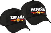 2x stuks spanje / Espana landen pet zwart volwassenen - Supporters kleding baseball cap - EK / WK / Olympische spelen outfit