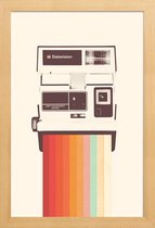 JUNIQE - Poster in houten lijst Instant Camera Rainbow -20x30