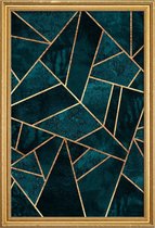 JUNIQE - Poster met houten lijst Deep Teal Stone -40x60 /Groen &