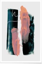 JUNIQE - Poster Abstract Brush Strokes 3X -30x45 /Groen & Roze