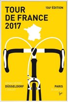 JUNIQE - Poster met kunststof lijst Tour de France 2017 -13x18 /Geel &