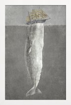 JUNIQE - Poster in houten lijst Revenge of the Whale -40x60 /Grijs