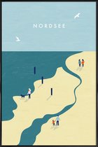 JUNIQE - Poster in kunststof lijst Nordsee - retro -20x30 /Blauw &