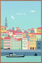 JUNIQE - Poster met kunststof lijst Porto - retro -40x60 /Kleurrijk