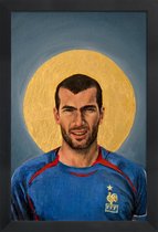 JUNIQE - Poster in houten lijst Football Icon - Zinedine Zidane -20x30