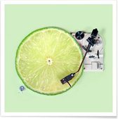 JUNIQE - Poster Lemon DJ -50x50 /Groen & Turkoois