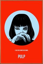 JUNIQE - Poster met kunststof lijst Mia Wallace Pulp Fiction -13x18