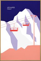 JUNIQE - Poster met kunststof lijst Les Alpes -40x60 /Blauw & Grijs