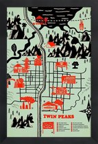JUNIQE - Poster in houten lijst Twin Peaks -20x30 /Groen & Rood